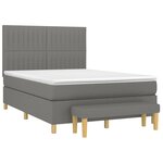 vidaXL Sommier à lattes de lit avec matelas Gris foncé 140x200cm Tissu