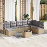 vidaXL Ensemble de canapé de jardin 9 Pièces Beige  Gris clair