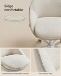 Chaise de bureau fauteuil pivotant siège confort rembourrage en mousse réglable en hauteur pour bureau chambre salle de réunion beige 12_0004874
