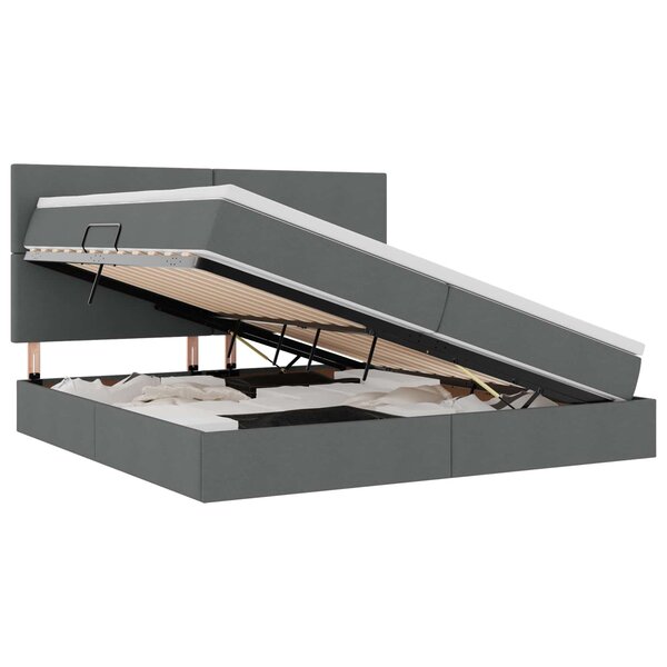 vidaXL Lit avec rangement et LED Gris foncé 200 x 200 cm Polyester