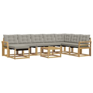 vidaXL Ensemble de canapés d'extérieur 9 Pièces Blanc et gris clair