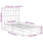 vidaXL Lit bibliothèque sans matelas cire marron 75x190 cm pin massif