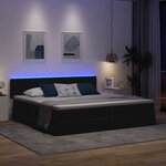 vidaXL Lit avec rangement et LED Noir 200 x 200 cm Polyester