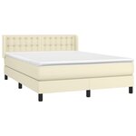 vidaXL Sommier à lattes de lit avec matelas Crème 140x190cm Similicuir