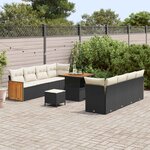 vidaXL Ensemble de canapé de jardin avec coussin 11 Pièces Noir et Crème