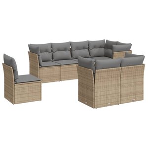 vidaXL Salon de jardin avec coussins 8 Pièces beige résine tressée