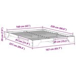 vidaXL Cadre de lit Marron 160 x 220 cm Pin massif