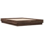 vidaXL Cadre de lit avec lumières LED chêne marron 135x190 cm