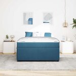 vidaXL Cadre de lit avec matelas Bleu 140 x 200 cm tissu