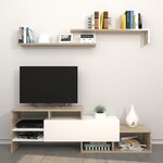 Homemania Ensemble de meuble TV Fenice 150x27x45 cm Blanc et sonoma