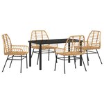 vidaXL Set de jardin de 5 pièces en résine tressée marron