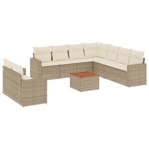 vidaXL Salon de jardin avec coussins 10 Pièces beige résine tressée