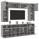vidaXL Ensemble de meubles TV muraux 6Pièces et lumières LED sonoma gris