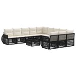 vidaXL Ensemble de canapé de jardin 12 Pièces Noir et blanc crème