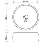 vidaXL Lavabo rond de luxe Gris foncé mat 40x15 cm Céramique