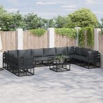 vidaXL Ensemble de canapé de jardin 11 Pièces Noir 70 x 70 x 32 cm