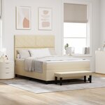 vidaXL Lit à ressorts avec matelas & banc crème 140x190 cm en tissu