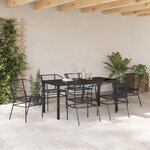 vidaXL Ensemble de salle à manger pour jardin 7 Pièces Noir polyrotin