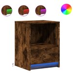 vidaXL Armoire de chevet et lumières LED chêne fumé bois d'ingénierie
