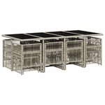 vidaXL Ensemble à manger de jardin et coussins 13 Pièces gris clair rotin