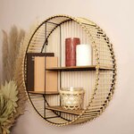 Etagère ronde en métal et mdf java