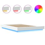 vidaXL Cadre de lit avec lumières LED blanc 120x190 cm bois ingénierie