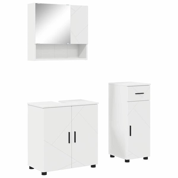 vidaXL Ensemble de mobilier de salle de bain avec tiroir 3 Pièces Blanc