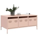 vidaXL Table basse rose 101 5x50x43 5 cm acier laminé à froid