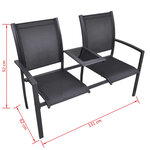 vidaXL Banc de jardin à 2 places 131 cm Acier et textilène Noir