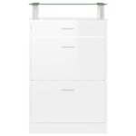 vidaXL Armoire à chaussure Blanc brillant 63x24x104 cm Bois ingénierie
