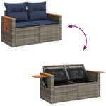 vidaXL Salon de jardin avec coussins 7 Pièces noir résine tressée acacia