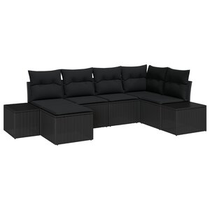 vidaXL Ensemble de Canapé de Jardin de 6 pièces avec Coussins Noir Poly Rattan