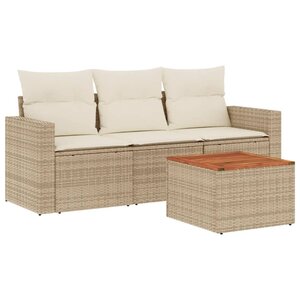 vidaXL Salon de jardin avec coussins 4 Pièces beige résine tressée