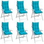 vidaXL Coussins de chaise à dossier haut lot de 6 turquoise