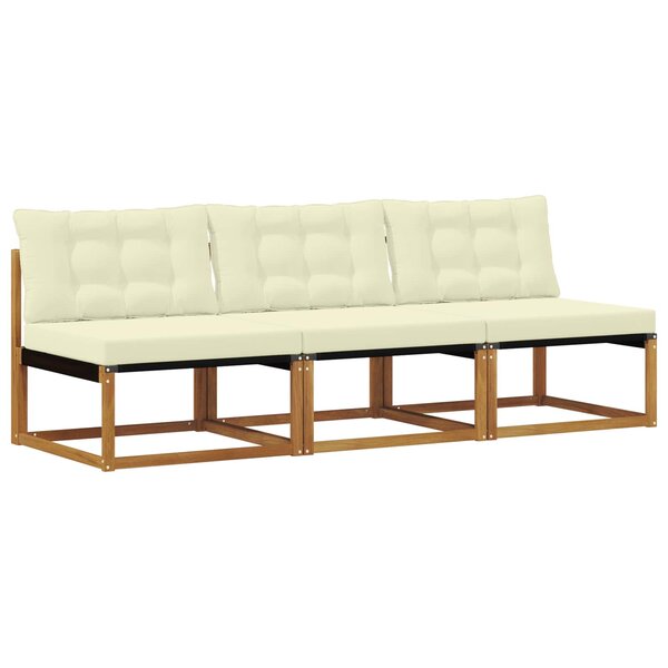 vidaXL 3 Pièce Sofa de milieu extérieur Bois d'Acacia Massif Naturel