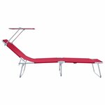 vidaXL Set de 2 chaises longues pliantes avec toile en 600D Oxford rouge