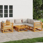 vidaXL Salon de jardin 7 Pièces avec coussins gris clair bois massif