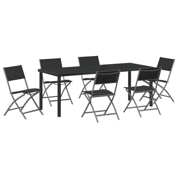 vidaXL Ensemble de salle à manger de jardin 7 pièces Noir Textilène et Acier