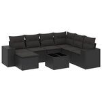 vidaXL Salon de jardin 8 Pièces avec coussins noir résine tressée