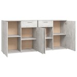 vidaXL Buffet Gris béton 160x36x75 cm Bois d'ingénierie