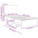 vidaXL Cadre de lit Chêne fumé 90 x 190 cm Bois d'ingénierie
