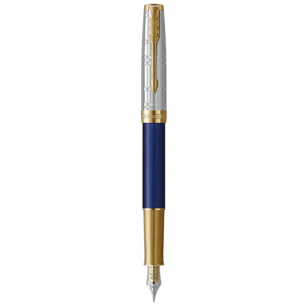 Stylo plume parker sonnet bleu queen's platinium jubilee 2022 edition spécial  plume fine or 18k  coffret cadeau
