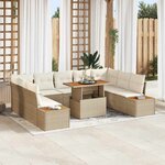 vidaXL Ensemble de canapé de jardin 10 Pièces Beige Poly rotin
