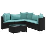 vidaXL Salon de jardin 6 Pièces avec coussins noir résine tressée