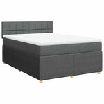 vidaXL Sommier à lattes de lit avec matelas Gris foncé 160x200cm Tissu