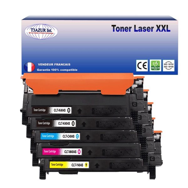 5 Toners  compatibles avec Samsung CLT-404S pour Samsung XPress C483W (Noire + Couleur) - T3AZUR