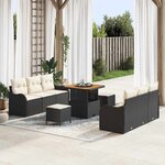 vidaXL Ensemble de canapé de jardin 9 Pièces Noir polyrotin