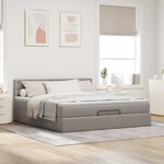 vidaXL Lit ottoman avec matelas et LED Taupe 180x200cm tissu