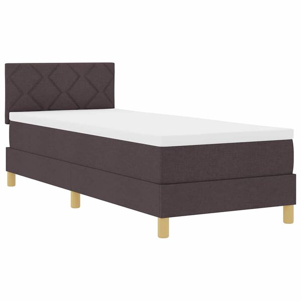 vidaXL Lit à ressorts avec matelas Marron foncé 80 x 200 cm tissu