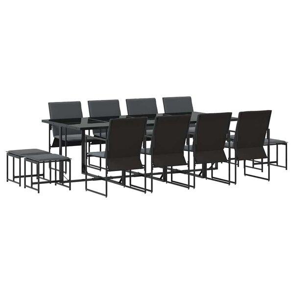 vidaXL Ensemble de salle à manger pour jardin 13 Pièces Noir Acier